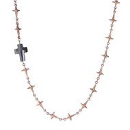 奧地利黑鐵礦十字水晶 搭玫瑰金十字鍊條