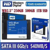 【จัดส่งในพื้นที่】WD SSD ความจุ250GB/500GB/1TB,2.5กิกะไบต์/วินาที3D NAND SATA3 SSD สีน้ำเงินพีซีภายใน SSD รับประกัน 3 ปี