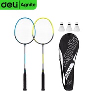 Deli Agnite ไม้แบดมินตัน แพคคู่  2 อัน แถมกระเป๋าใส่ไม้แบด แถมลูกขนไก่พลาสติก 3 ชิ้น ออกกําลังกาย Badminton racket