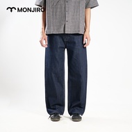 MONJIRO - Inverse - Dark Blue Baggy Jeans Pants for Men - Men's Non-Stretch Long Denim Baggy Pants B