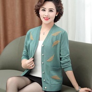 Middle-Aged Women's Loose Fit Knit Jacket - Fall/Autumn Outerwear