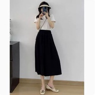 ONE - 寬鬆冰絲女七分闊腿褲【黑色】尺碼【M-2XL】【下單後聯絡客服確認發貨尺碼】#F334002079