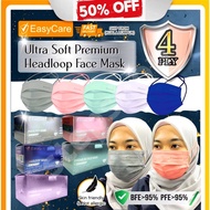 EASY CARE SAFETY PLYS 4PLY MEDICAL 50pcs Mask 3ply Face Mask Hijab Mask Head Loop Headloop Mask Adult Face Mask Hitam Colour Mask Earloop Mask