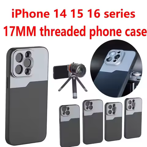 17MM Thread Phone Case for iPhone 14 15 16 Plus Pro Max Anamorphic Macro Wide Angle 17MM Lens Mount 