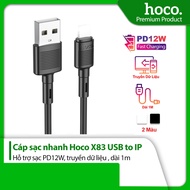 PD12W Hoco X83 USB to IP fast charging cable supports data transfer for IP6/7/8/X/11/12/13/14, flexi