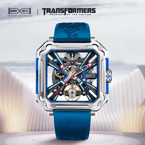 BEXEI 9102 Mechanical Watch Transformers Optimus Prime Skeleton Marvel Fans 72H Power Stainless Stee