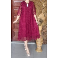 DF1 Brocade Lace Dress/ LONG SEMI FRENCH LACE Dress
