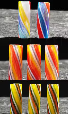 10pcs D12mm H30mm Stripe Color Mini Glass Filter Tips Round Mouth For Dry Herb Tobacco Rolling Drip 
