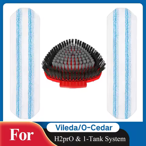 Mop Replacement Pads for Vileda/O-Cedar H2prO Flat Mop System, Scrub Brush Head Compatible with Vile