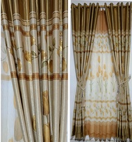 Gorden SMOKRING Motif Bunga Tulip GOLD Gorden Jendela Pintu Minimalis BLAKCOUT Aesthetic Panjang 240