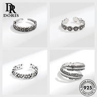 DORIS JEWELRY Moissanite 925 Silver Cincin Diamond Ring Women Original Retro Adjustable Perempuan M122