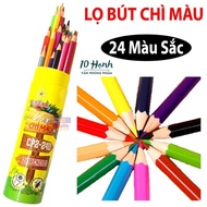 [CP2-24D] CAN of 24 Colored Pencils / LONG 24 COLOR Colored Pencils CP 2-24D With Sharpener in Cap Y