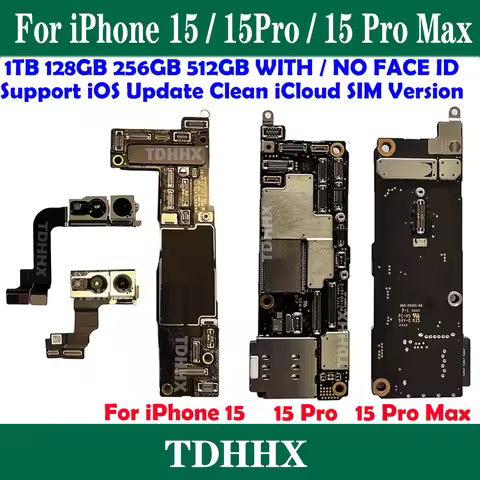 Dual SIM Card Authentic Motherboard For IPhone 15 256g/128g Working Mainboard with Face ID Cleaned I