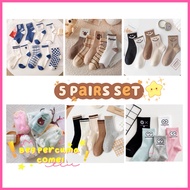 [5 pairs set]Korean girl women socks tube sokcs bear stokin cotton socks stoking comel stokin muslimah stokin pantang