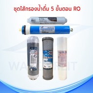 ชุดไส้กรองน้ำดื่ม ระบบ RO 5 ขั้นตอน สำหรับระบบกรองกระบอก 10 นิ้ว// Aquatek PP ลอน 1 ไมครอน /Carbon B