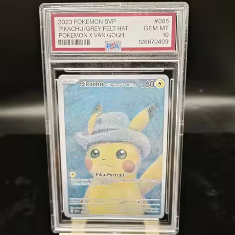 Pikachu X Van Gogh High Quality DIY Ptcg Collectible Card Pokemon Psa Graded 2023 Grey Felt Hat SVP 