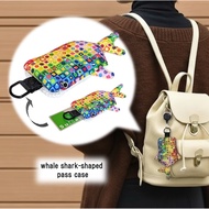 Colorful Mosaic Whale Shark Card Holder | Retractable Pass Case, KARAKURIGOKORO, shipping from Japan