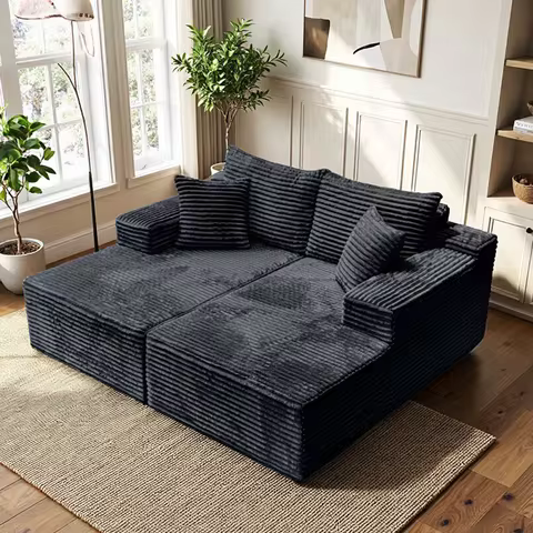 72.44" Oversized Double Lounge Chaise Sofa, Boneless Lounge Sofa Bed Cloud Loveseat Sleeper Couch So