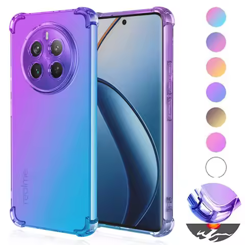 Gradient Airbag TPU Case for Realme 13 12 Pro Plus 5G Realme 11 11x 10 4G Protective Shockproof Cove