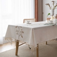 Yimanqiyun Table Cloth Art Flower Embroidered Tablecloth Literary Round Table Table Cloth Art Rectan