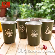 Outdoor Food Barbecue Beer Mug 304 Stainless Steel Mug Camping 4-Piece Set Cup Camping Mountaineerin