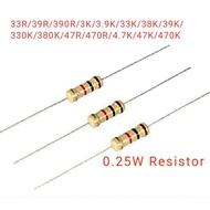 10pcs Resistor 0.25w +-5% (33R/39R/390R/3K/3K9/33K/38K/39K/330K/380K/47R/470R/4.7K/47K/470K)
