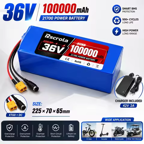 10S3P 36V 100Ah 21700 power Battery Pack with BMS Protection Board Rechargeable Power Battery for El
