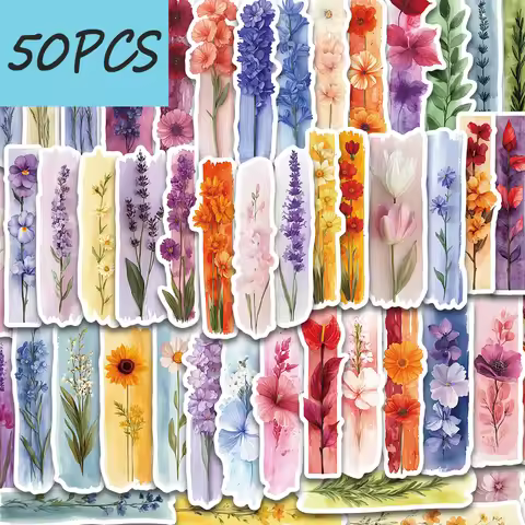 50pcs Watercolor Plant Brush Stickers Suitable for Decorating Laptops Mobile Phones Thermos Cups Wat