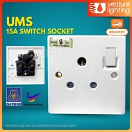 (1 PC) UMS 15A Switch Socket 250V AC 1 Gang Switched Socket Outlet Heavy Duty Socket 1215A