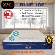 SOVN (UK) BLUE ICE COOL FEEL FABRIC MATTRESS WITH 5ZONE INDIVIDUAL POCKET SPRING (Ready Stock)