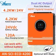 Anern 4.2KW Hybrid Inverter 24V MPPT off-grid Inverter PV Max.500V Solar Inverter dc to ac Converter