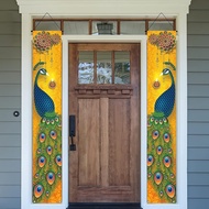 Decorative Porch Door Banner For Diwali Peacock Porch Background Couplets Door Decoration Supplies