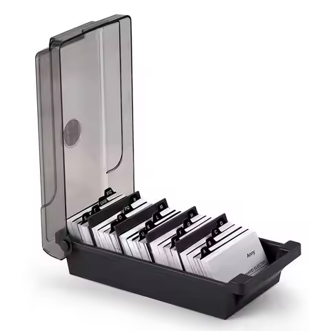 JIELISI Name Card Box Business Card Holder For Desk With Dividers And Index Tabs For Men And Wowen 5