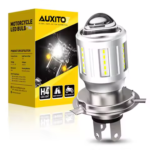 1Pcs AUXITO H4 LED Motorcycle Light Bulb LED Fisheye Lens 6500K White Yellow CSP Chip H4 Motorbike H