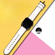 Leather Strap with Soft Rubber for Smart Watch Series 7 6 5 4 3 2 1 White