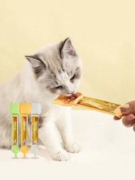 1 件貓條餵食湯匙塑膠材質大尺寸寵物貓液體食物擠壓餵食器食品用具隨機顏色