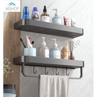 (SG Seller)Gun Grey,Black Bathroom rack/Bathroom shelf/Shampoo Holder/Rack/toilet rack bathroom shelving/Towel Rack