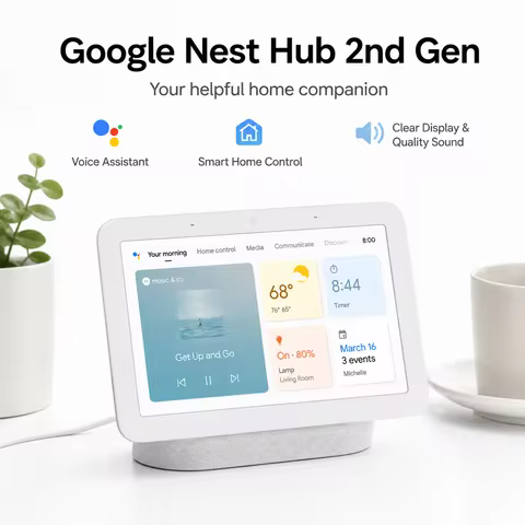 Google Nest Hub 2nd Gen 7 Inch Smart Touch Screen Built-in Google Assistant Smart Home Control Bluet