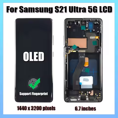 6.7" OLED S21Ultra LCD With Frame For Samsung S21 Ultra 5G G998B G998U G998W Display Touch Screen Di
