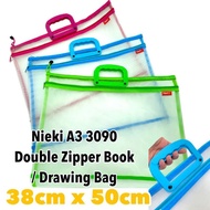 Nieki Colourful Double Zipper Mesh Document Bag / Drawing Bag / Document File Bag A3