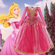 ชุดเดรสเจ้าหญิงออโรร่าเจ้าหญิงนิทรา MQATZ สำหรับเด็กผู้หญิงชุดสำหรับใส่ชุดคอสเพลย์ปาร์ตี้วันเกิดแฟนซ