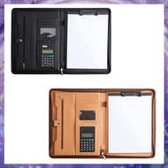 (MJXF) Leather Portfolio Folder with Zipper for Women/Men Business Padfolio with Handle Conference N
