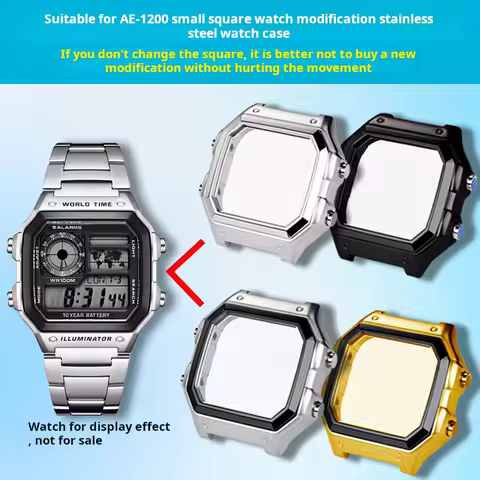 For Casio AE1200 case mod kit Modified metal 3299 AE-1200 AE-1300 bezel glass strap ring stainless s