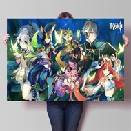 Genshin Impact 4th Anniversary Game Poster Large Group Photo Anime Sticker Self Adhesive Wall Decal