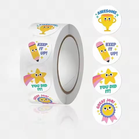 100-500pcs Cute Star English Encouragement Reward Stickers Super Well Done Kids School Kindergarten 