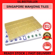 SG STOCK - Singapore Version Mahjong Tiles Set Jade White Green Gold Crystal Singapore 4 PLAYER A1 Size 37mm Set Tiles