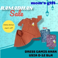 MOMS GIFT D-5164 Baju Muslim/Gamis Anak/Perempuan Cewek (Dress+Hijab) Bahan Katun Baju Muslim Lebara