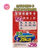全球多國年卡【升級9國共用28GB年卡】5G數據漫遊年咭數據咭 上網咭 旅行電話咭 Data Sim咭 (可連接各大社交平台及香港網站)
