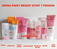 EMINA 1 PAKET BRIGHT STUFF LENGKAP 7 PRODUK (SABUN CUCI MUKA+TONER+MICELLR WATER+SERUM+KRIM SIANG+KR