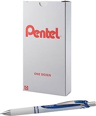 EnerGel Pentel Pearl Pens, 0.7mm, Needle Point, Blue Ink, Pack of 12